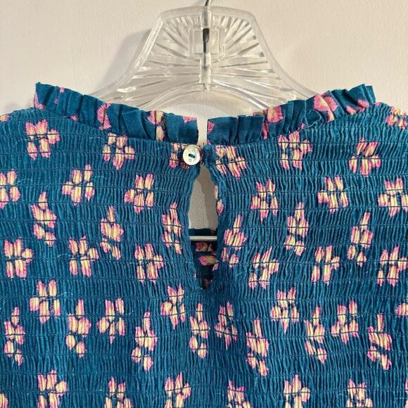 NWT LABEL RITU KUMAR Floral Print Sheath Smocked Dress with Bishop Sleeves Large - Picture 9 of 14